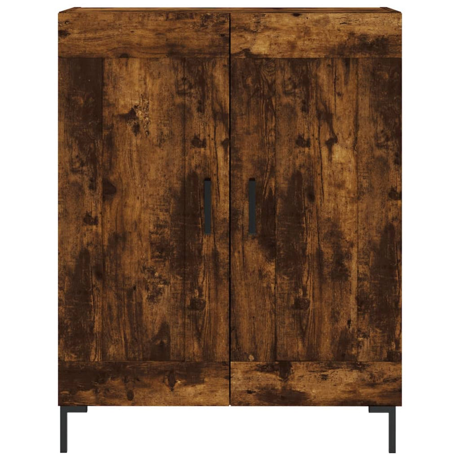 Hoge kast 69,5x34x180 cm bewerkt hout gerookt eikenkleurig