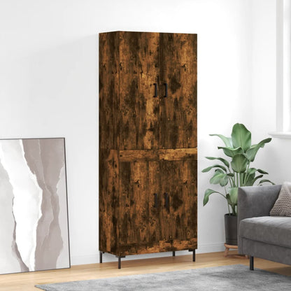 Hoge Kast 69,5X34X180 Cm Bewerkt Hout Kleurig Gerookt eiken