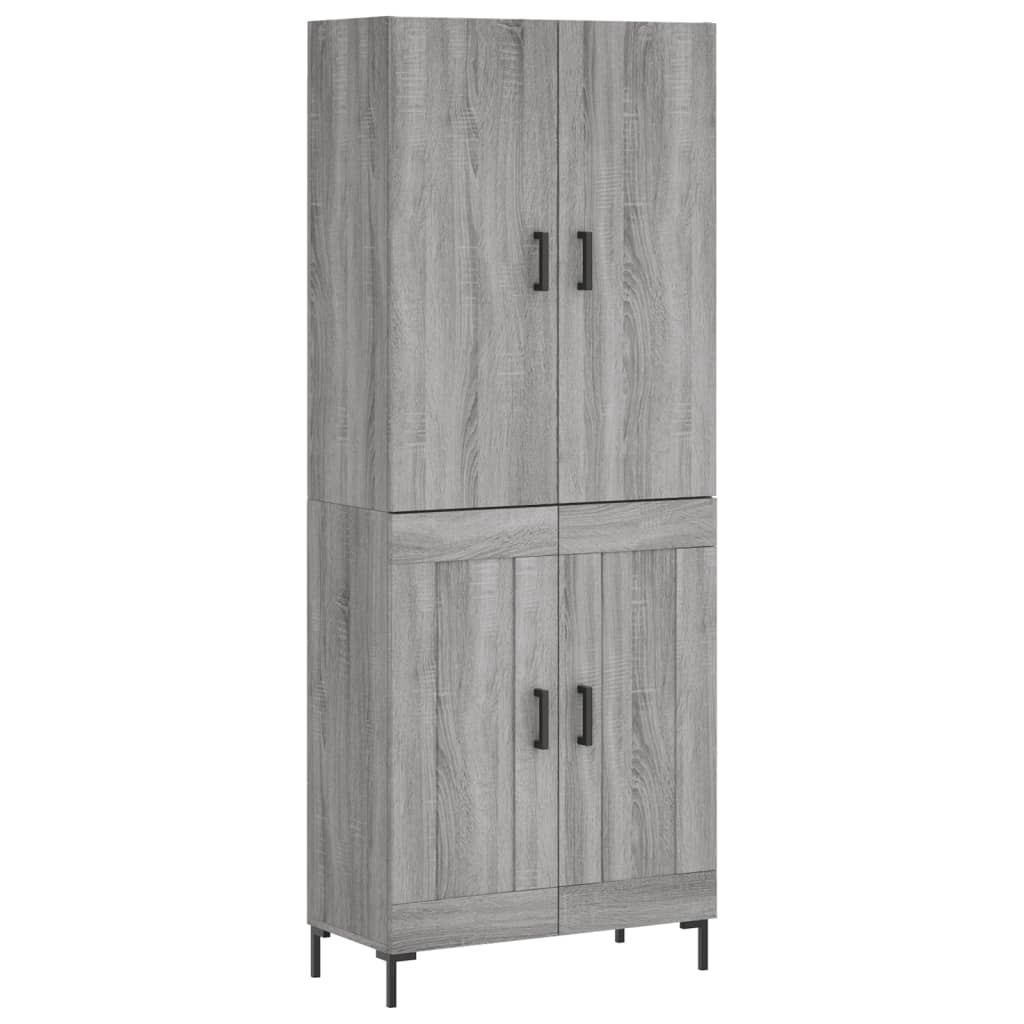 Hoge kast 69,5x34x180 cm bewerkt hout grijs sonoma eikenkleurig