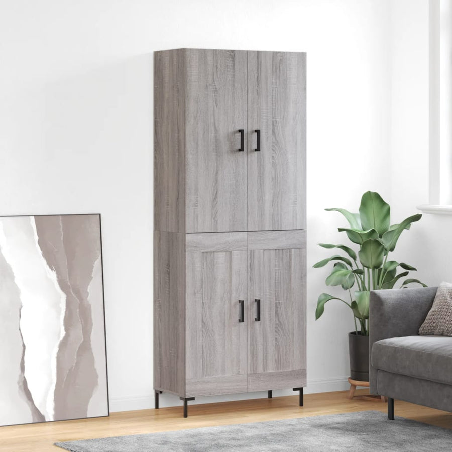 Hoge kast 69,5x34x180 cm bewerkt hout grijs sonoma eikenkleurig