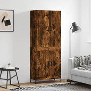 Hoge kast 69,5x34x180 cm bewerkt hout gerookt eiken