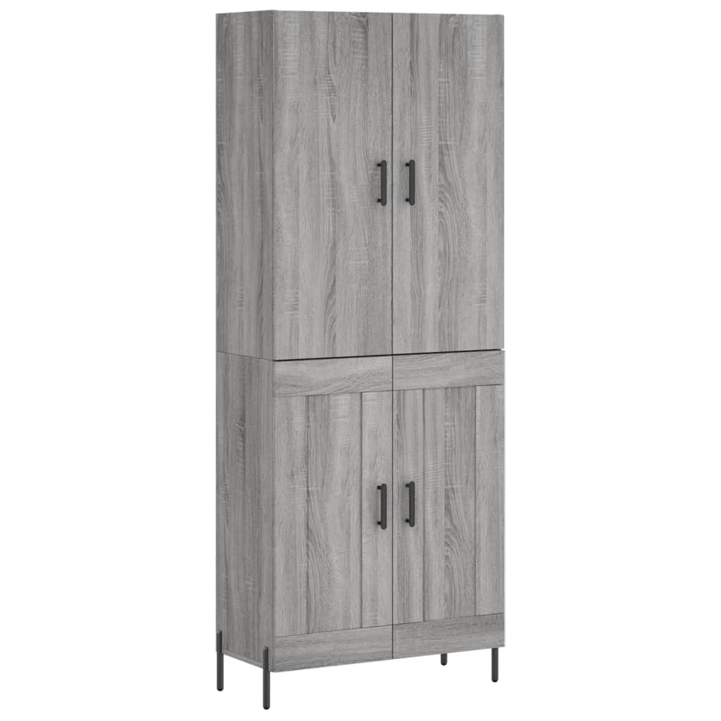 Hoge Kast 69,5X34X180 Cm Bewerkt Hout Eikenkleurig Grijs sonoma