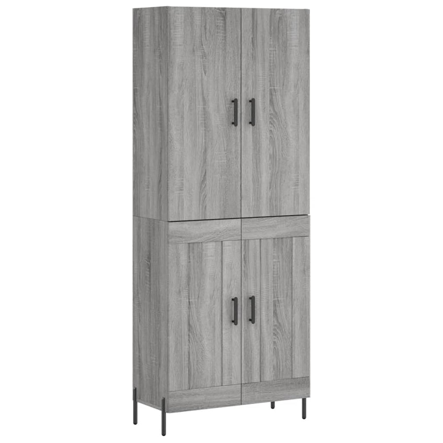 Hoge Kast 69,5X34X180 Cm Bewerkt Hout Eikenkleurig Grijs sonoma