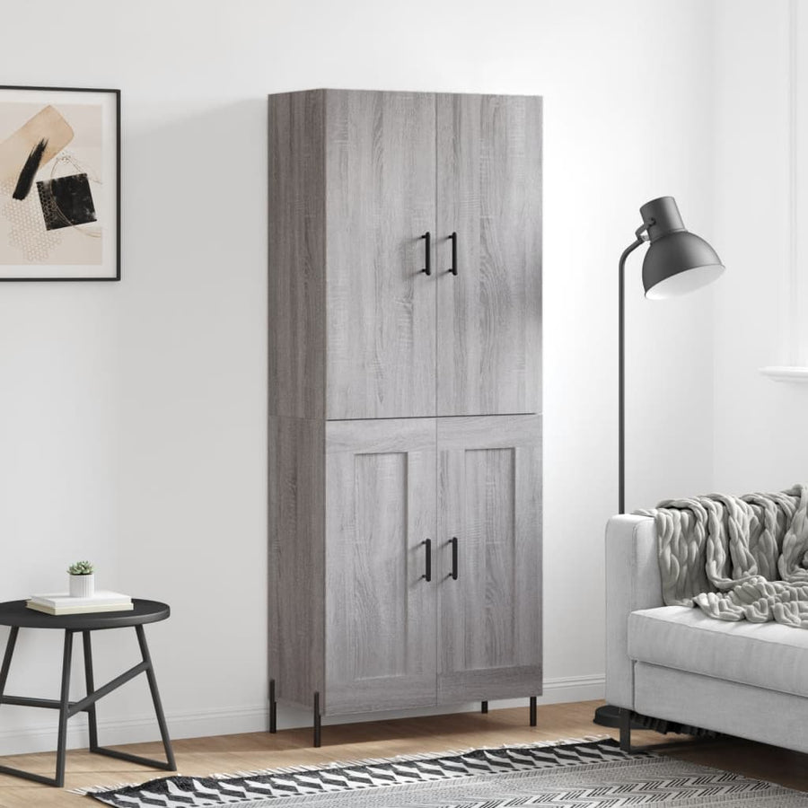 Hoge Kast 69,5X34X180 Cm Bewerkt Hout Eikenkleurig Grijs sonoma