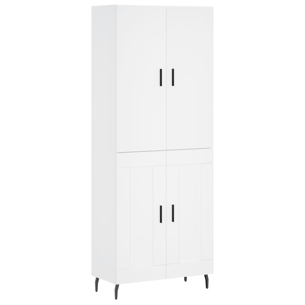 Hoge kast 69,5x34x180 cm bewerkt hout wit