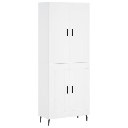 Hoge kast 69,5x34x180 cm bewerkt hout wit