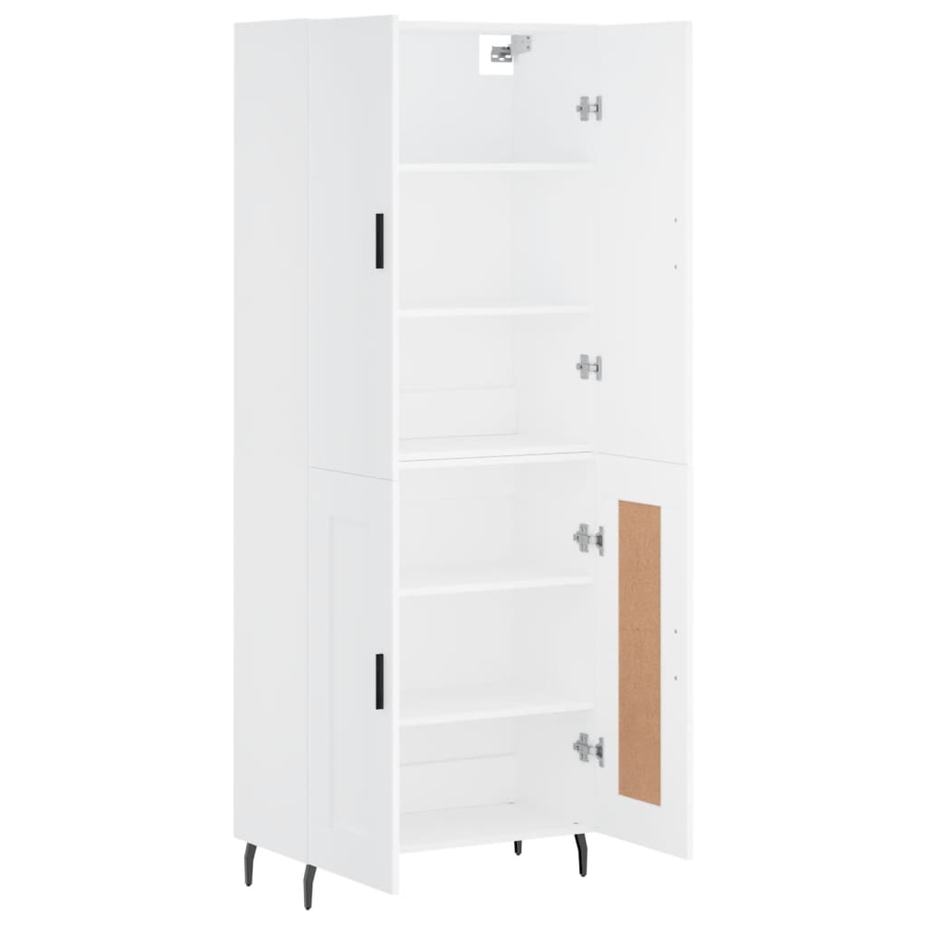 Hoge kast 69,5x34x180 cm bewerkt hout wit