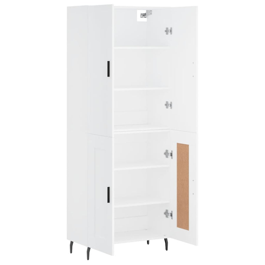 Hoge kast 69,5x34x180 cm bewerkt hout wit