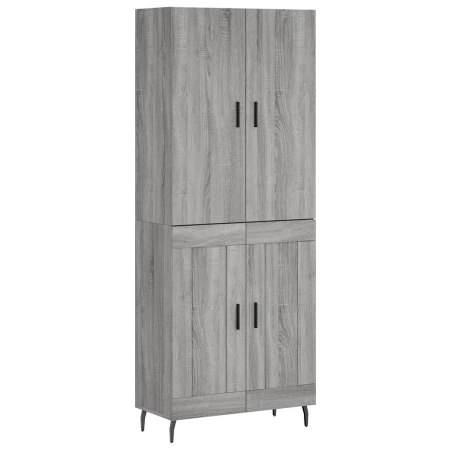 Hoge Kast 69,5X34X180 Cm Bewerkt Hout Eikenkleurig Grijs sonoma