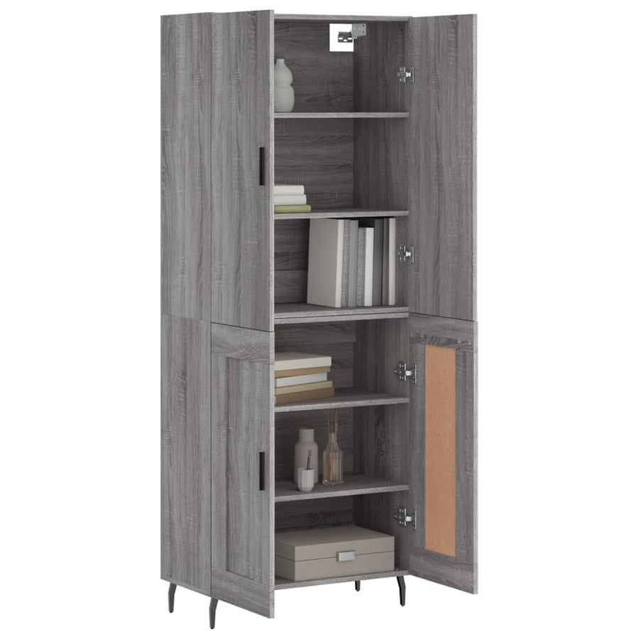 Hoge Kast 69,5X34X180 Cm Bewerkt Hout Eikenkleurig Grijs sonoma
