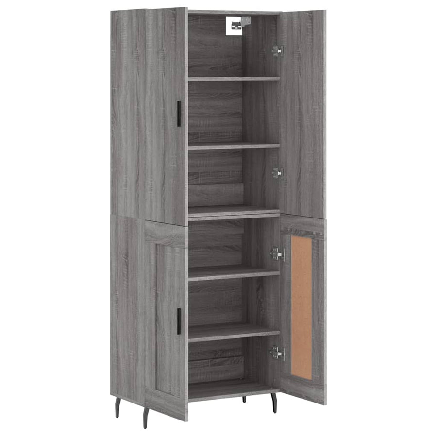 Hoge Kast 69,5X34X180 Cm Bewerkt Hout Eikenkleurig Grijs sonoma