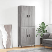 Hoge kast 69,5x34x180 cm bewerkt hout grijs