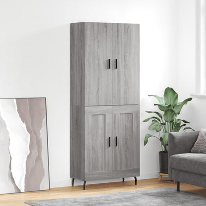 Hoge Kast 69,5X34X180 Cm Bewerkt Hout Eikenkleurig Grijs sonoma