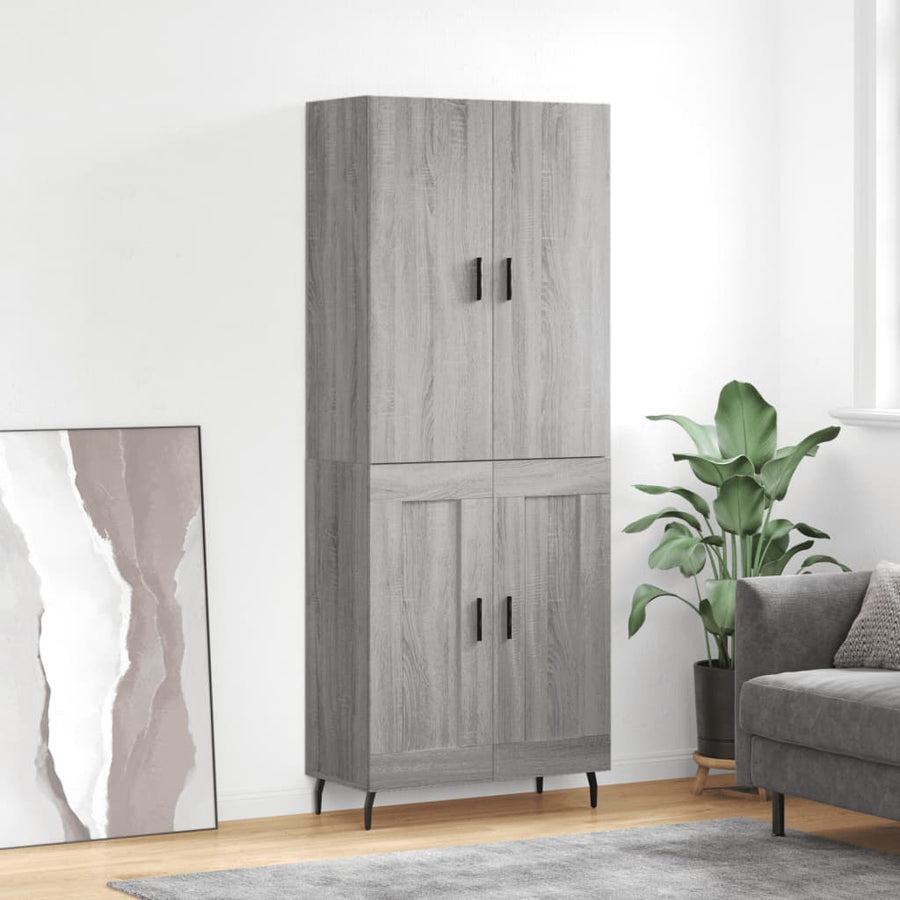 Hoge Kast 69,5X34X180 Cm Bewerkt Hout Eikenkleurig Grijs sonoma