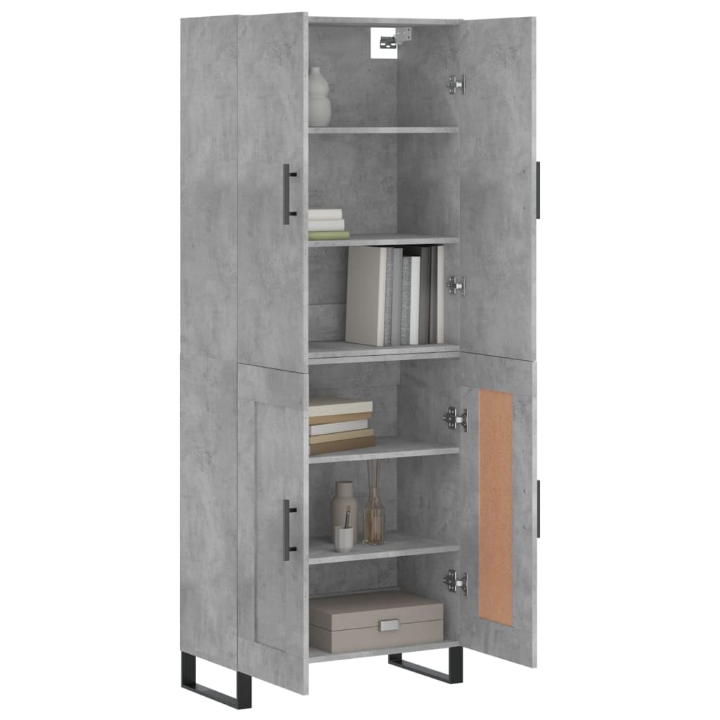 Hoge Kast 69,5X34X180 Cm Bewerkt Hout Betongrijs