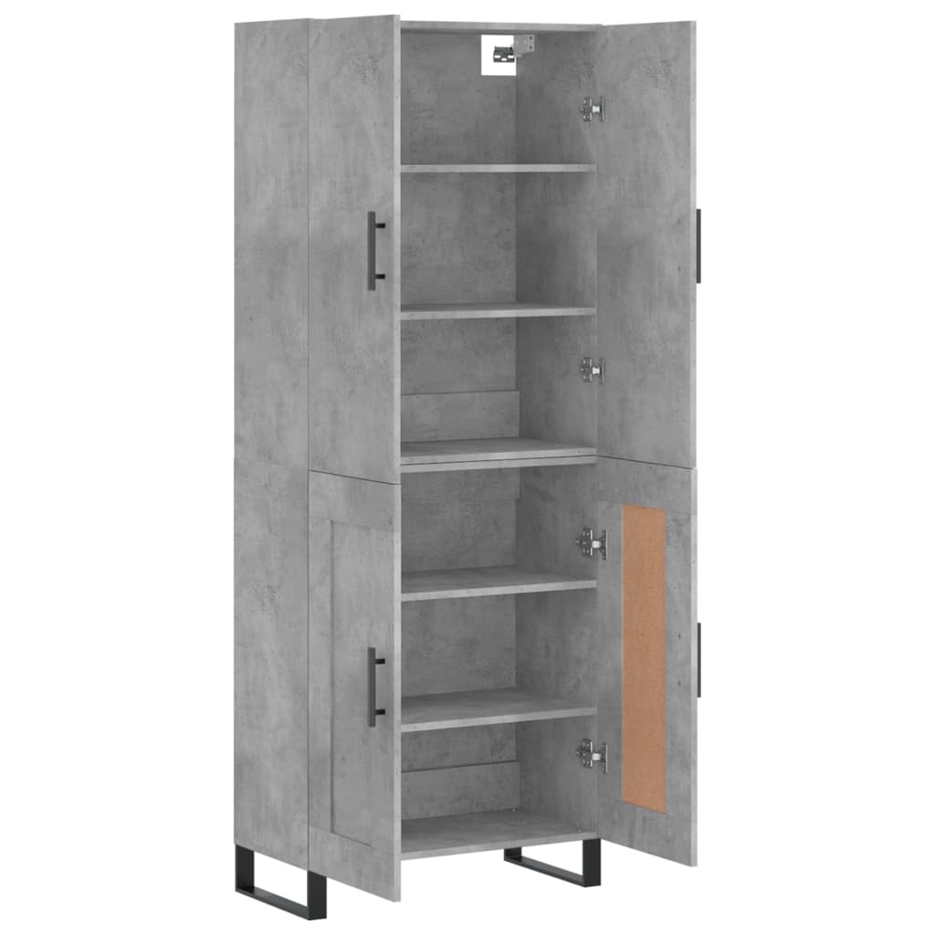 Hoge Kast 69,5X34X180 Cm Bewerkt Hout Betongrijs