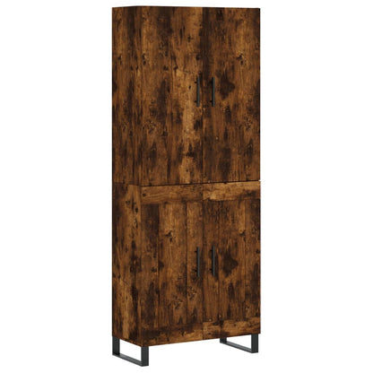 Hoge Kast 69,5X34X180 Cm Bewerkt Hout Kleurig Gerookt eiken