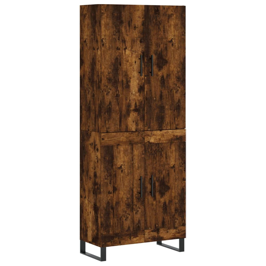 Hoge Kast 69,5X34X180 Cm Bewerkt Hout Kleurig Gerookt eiken