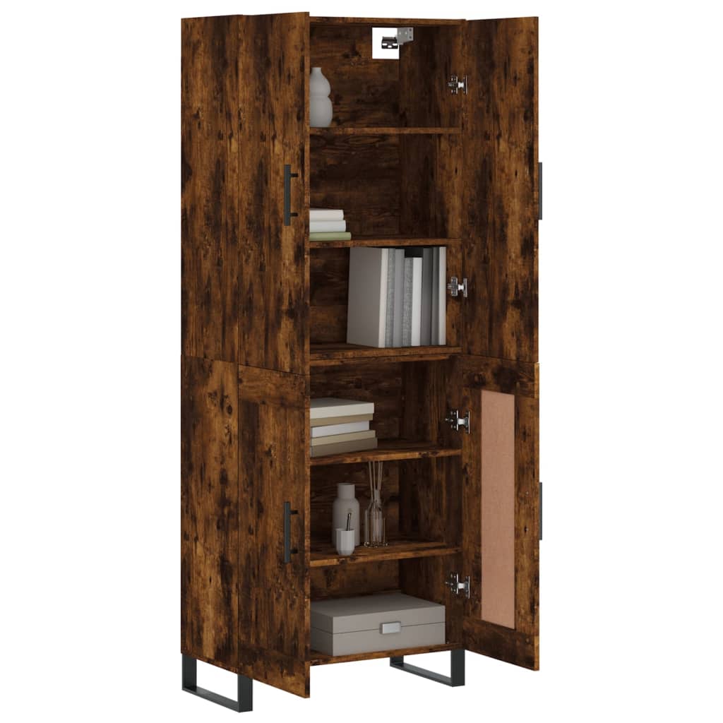 Hoge Kast 69,5X34X180 Cm Bewerkt Hout Kleurig Gerookt eiken