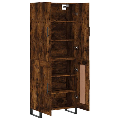 Hoge Kast 69,5X34X180 Cm Bewerkt Hout Kleurig Gerookt eiken