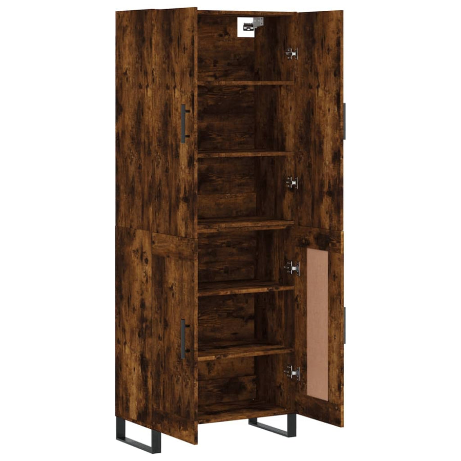 Hoge Kast 69,5X34X180 Cm Bewerkt Hout Kleurig Gerookt eiken