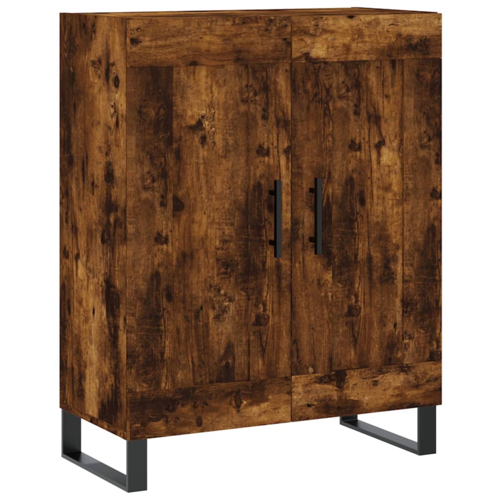 Hoge Kast 69,5X34X180 Cm Bewerkt Hout Kleurig Gerookt eiken