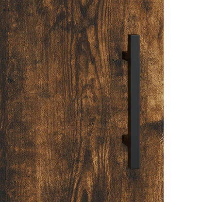 Hoge Kast 69,5X34X180 Cm Bewerkt Hout Kleurig Gerookt eiken