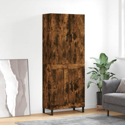 Hoge Kast 69,5X34X180 Cm Bewerkt Hout Kleurig Gerookt eiken