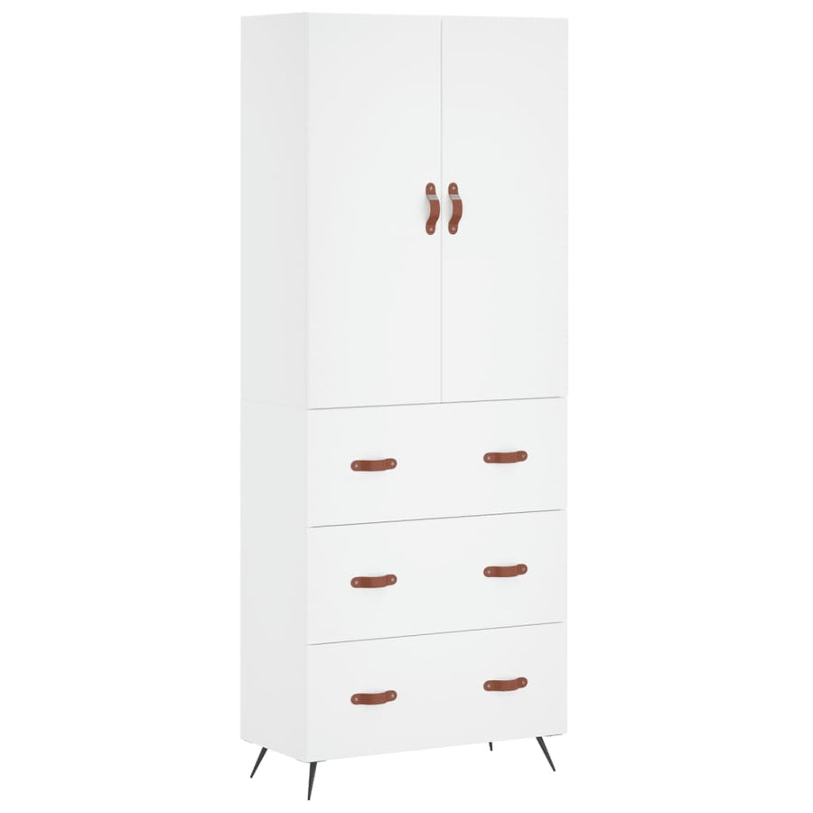 Hoge kast 69,5x34x180 cm bewerkt hout wit