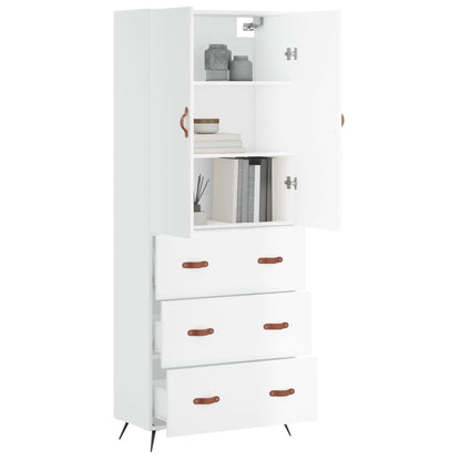 Hoge kast 69,5x34x180 cm bewerkt hout wit