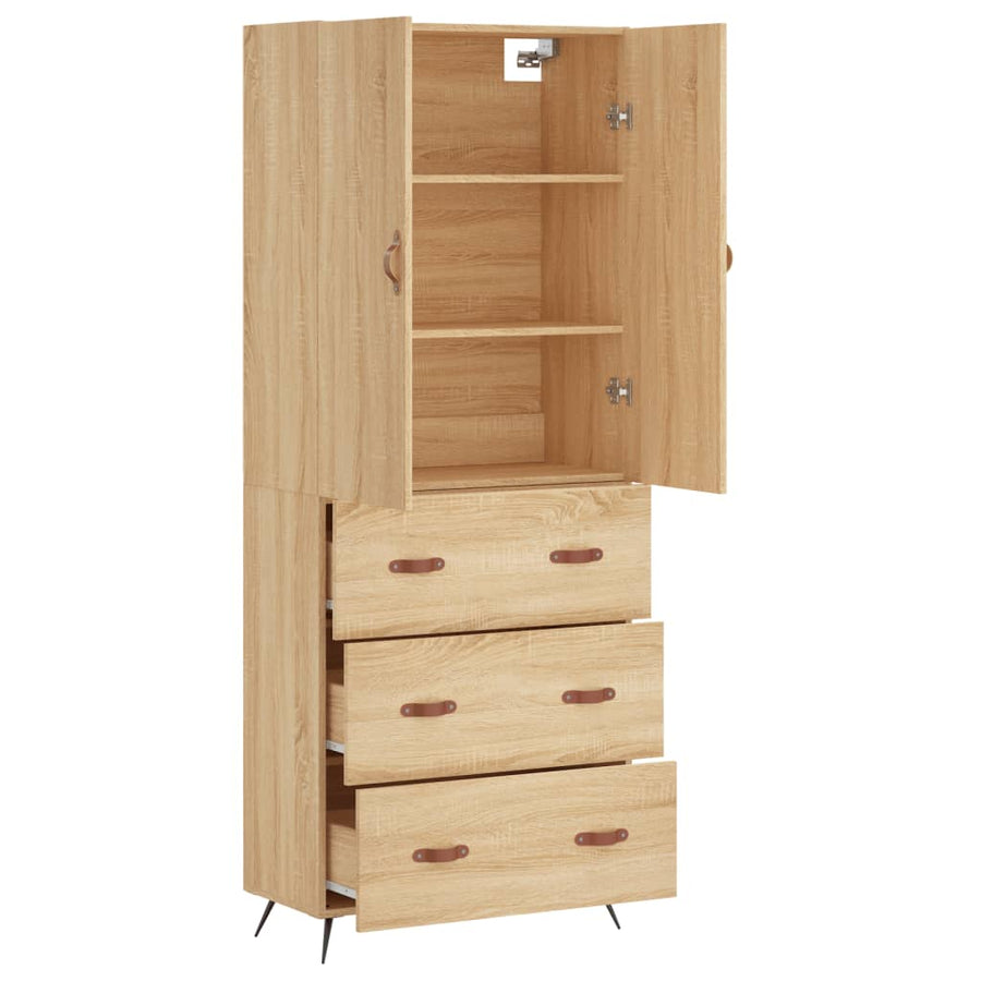 Hoge kast 69,5x34x180 cm bewerkt hout sonoma eikenkleurig