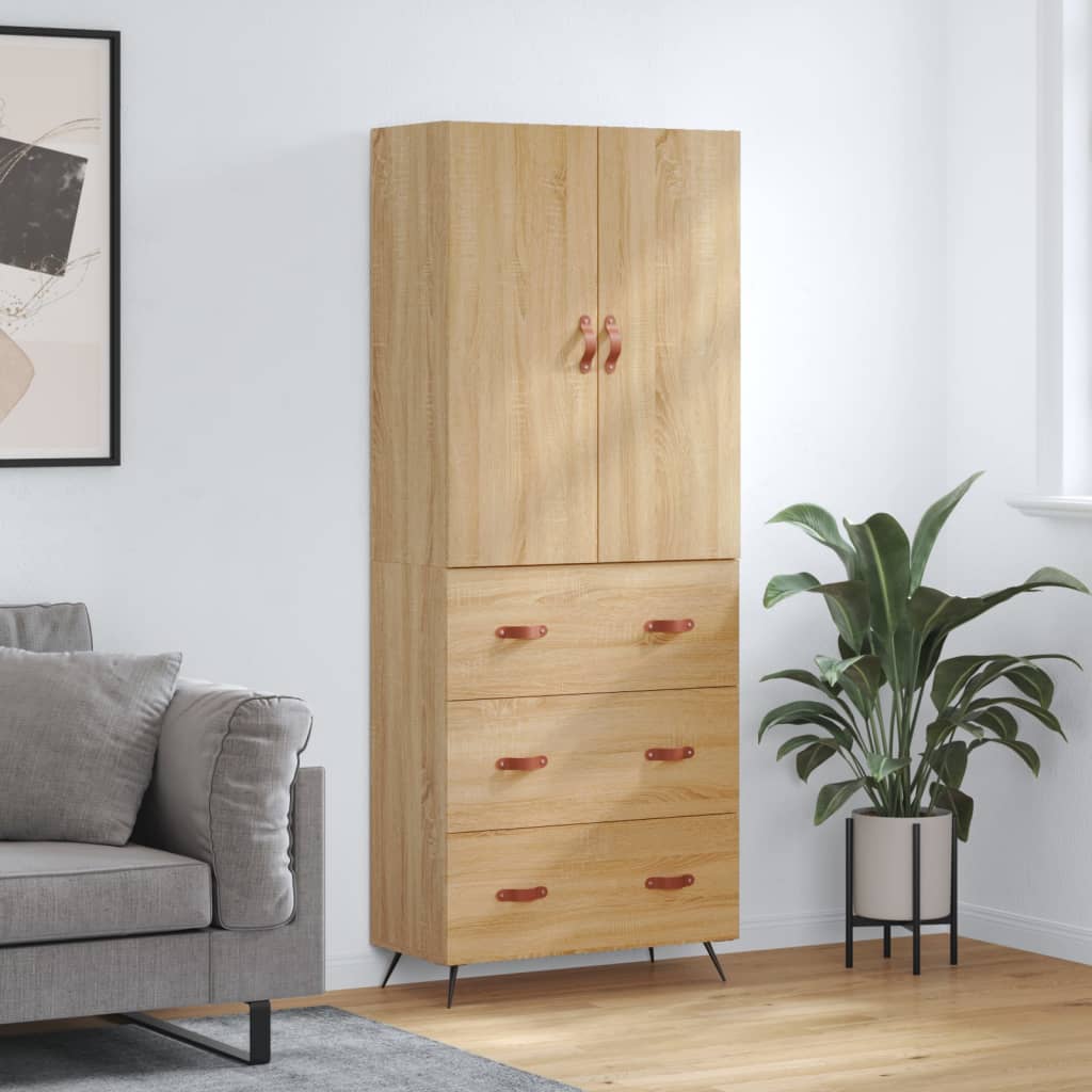 Hoge kast 69,5x34x180 cm bewerkt hout sonoma eikenkleurig