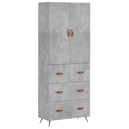 Hoge kast 69,5x34x180 cm bewerkt hout betongrijs