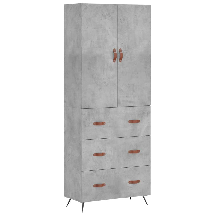 Hoge kast 69,5x34x180 cm bewerkt hout betongrijs
