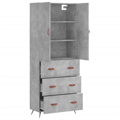Hoge kast 69,5x34x180 cm bewerkt hout betongrijs