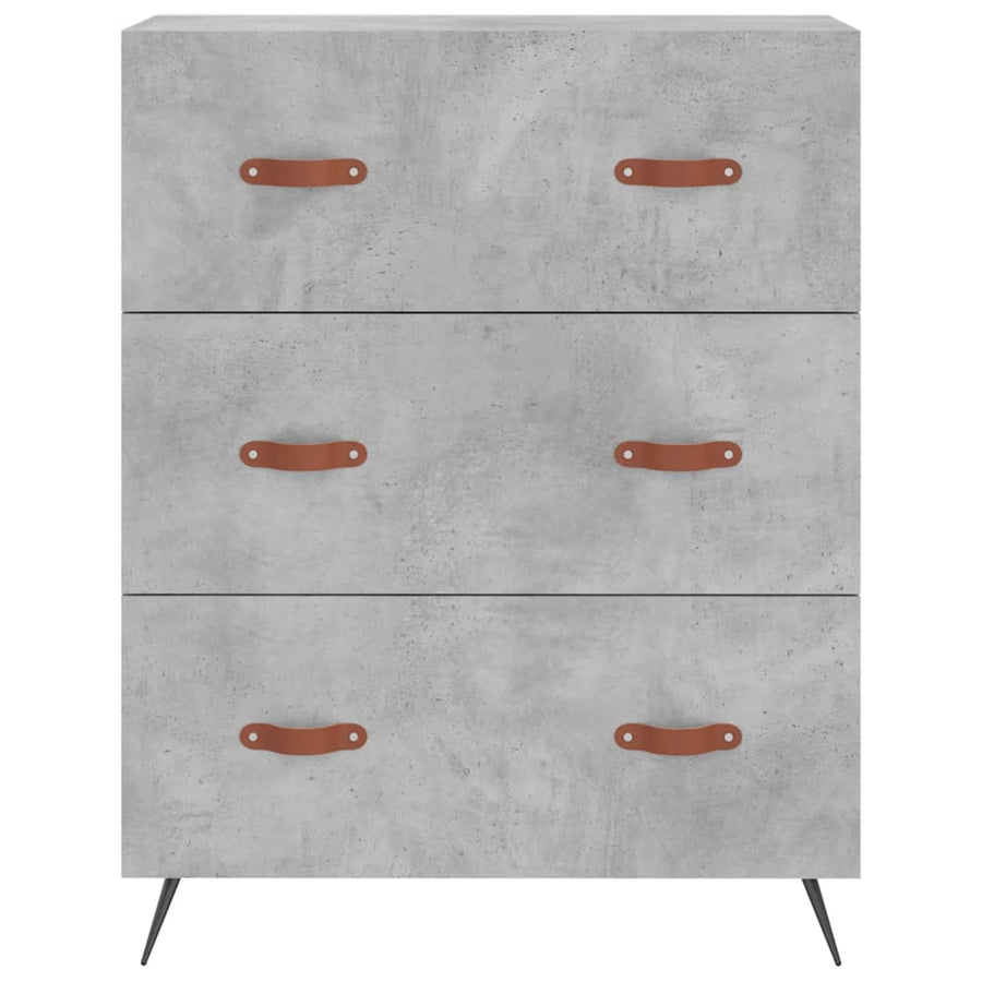 Hoge kast 69,5x34x180 cm bewerkt hout betongrijs