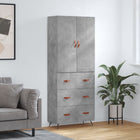 Hoge kast 69,5x34x180 cm bewerkt hout betongrijs