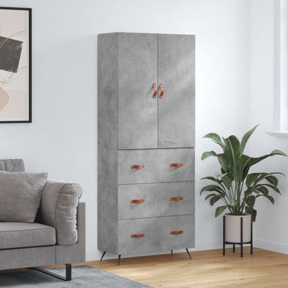 Hoge kast 69,5x34x180 cm bewerkt hout betongrijs