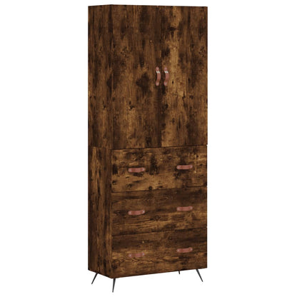 Hoge kast 69,5x34x180 cm bewerkt hout gerookt eikenkleurig