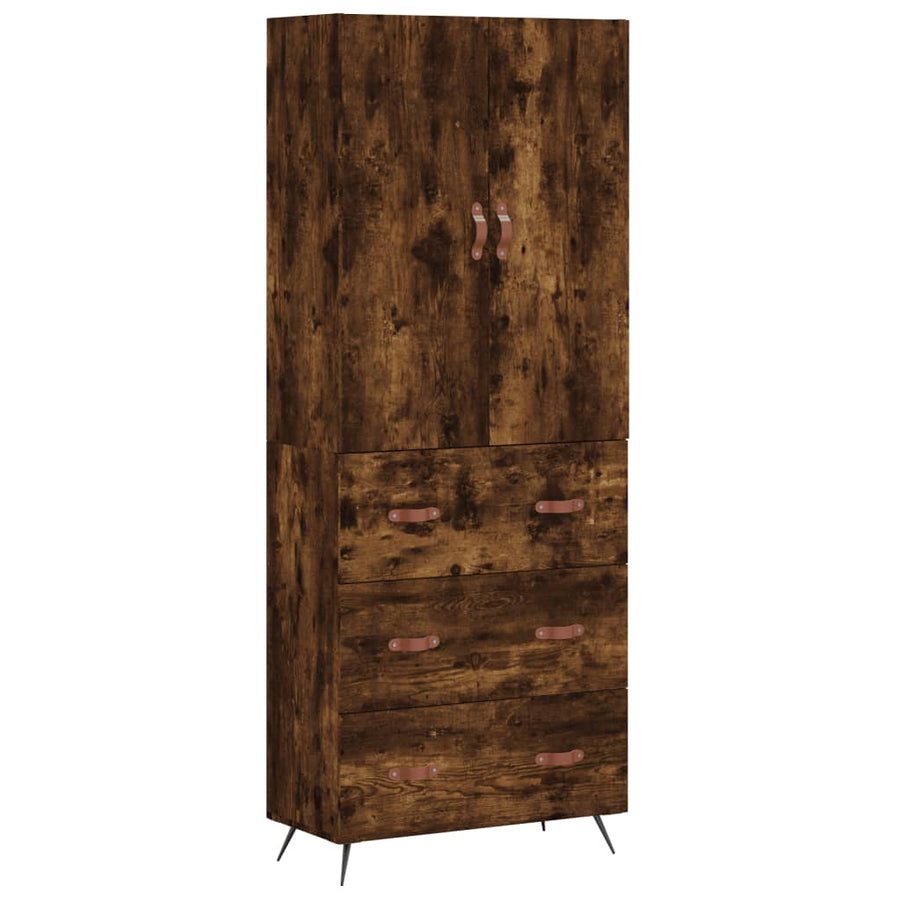 Hoge kast 69,5x34x180 cm bewerkt hout gerookt eikenkleurig
