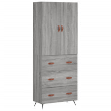 Hoge kast 69,5x34x180 cm bewerkt hout grijs sonoma eikenkleurig