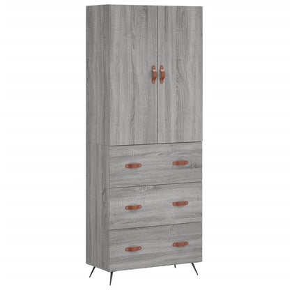 Hoge kast 69,5x34x180 cm bewerkt hout grijs sonoma eikenkleurig