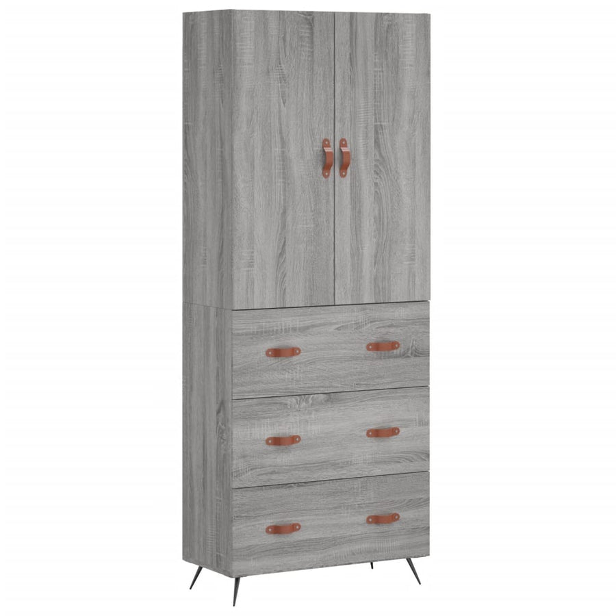 Hoge kast 69,5x34x180 cm bewerkt hout grijs sonoma eikenkleurig