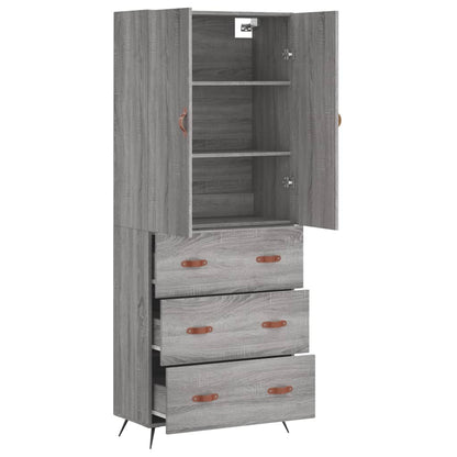 Hoge kast 69,5x34x180 cm bewerkt hout grijs sonoma eikenkleurig