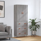 Hoge kast 69,5x34x180 cm bewerkt hout grijs