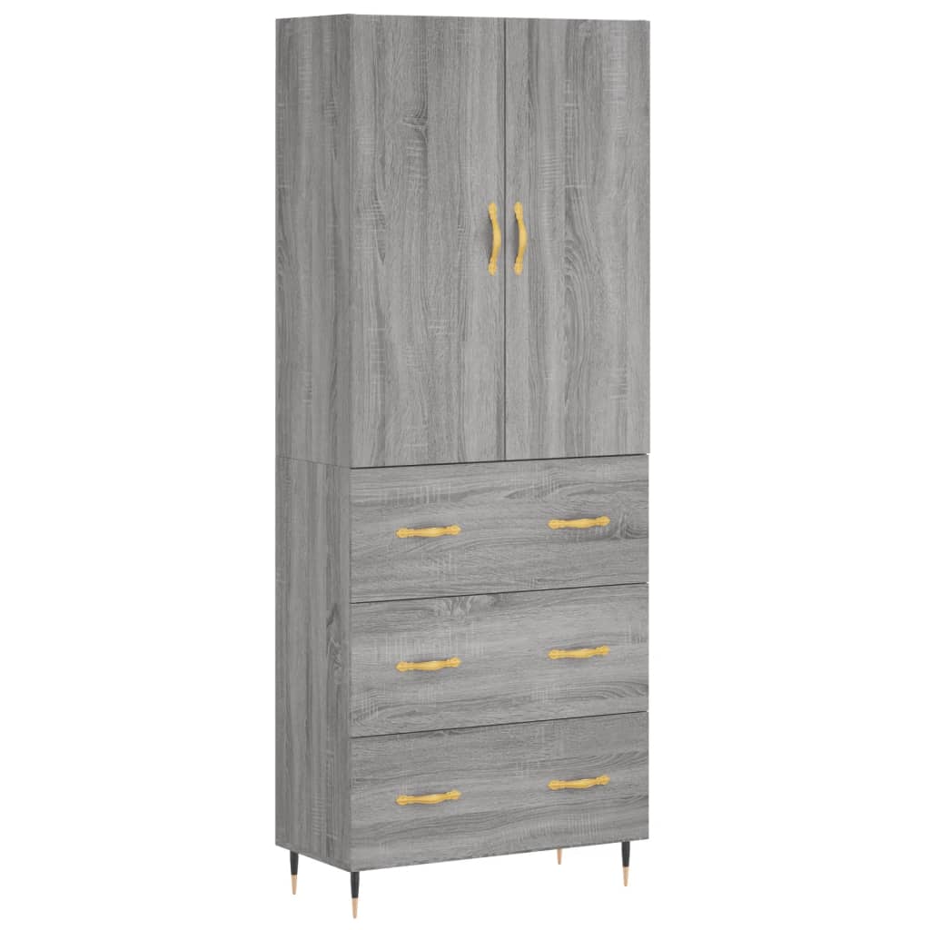 Hoge Kast 69,5X34X180 Cm Bewerkt Hout Grijs Sonoma Eikenkleurig