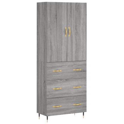 Hoge Kast 69,5X34X180 Cm Bewerkt Hout Grijs Sonoma Eikenkleurig