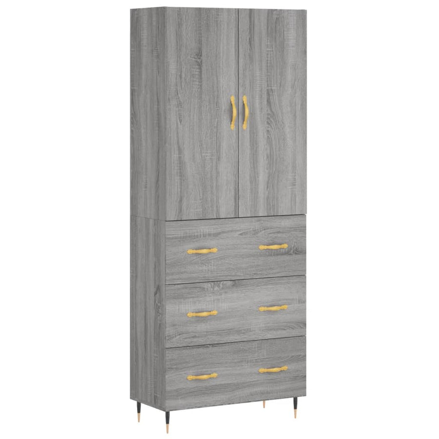 Hoge Kast 69,5X34X180 Cm Bewerkt Hout Grijs Sonoma Eikenkleurig