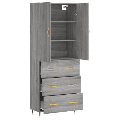Hoge Kast 69,5X34X180 Cm Bewerkt Hout Grijs Sonoma Eikenkleurig