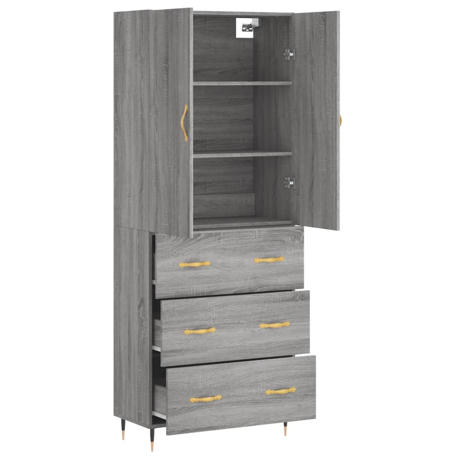 Hoge Kast 69,5X34X180 Cm Bewerkt Hout Grijs Sonoma Eikenkleurig